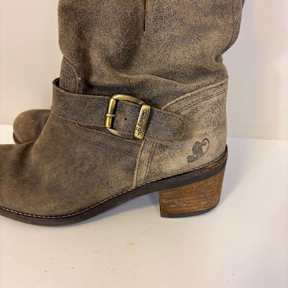 Felmini Brown Suede Mid Calf Heeled Pull On Boots Size 41 - Picture 3 of 9